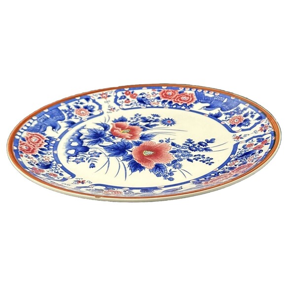 Cost Plus Vtg Beautiful Blue Mauve Round Floral Fine China Platter made in Japan - Picture 5 of 8